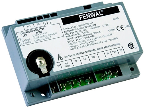Fenwal Controls Direct Spark Ignition Control with Inducer Blower Relay, Series 35-61 24 VAC